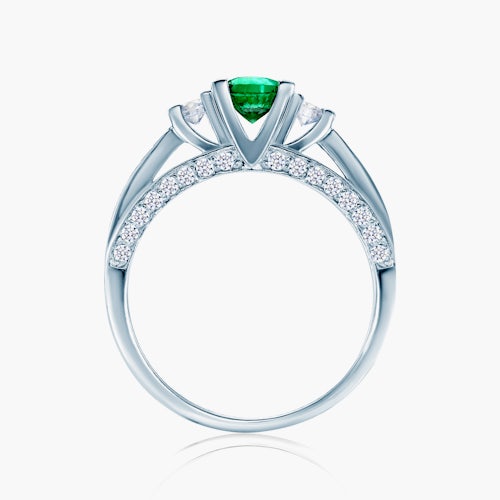 Pierścionek Secret Garden: białe złoto, szmaragd